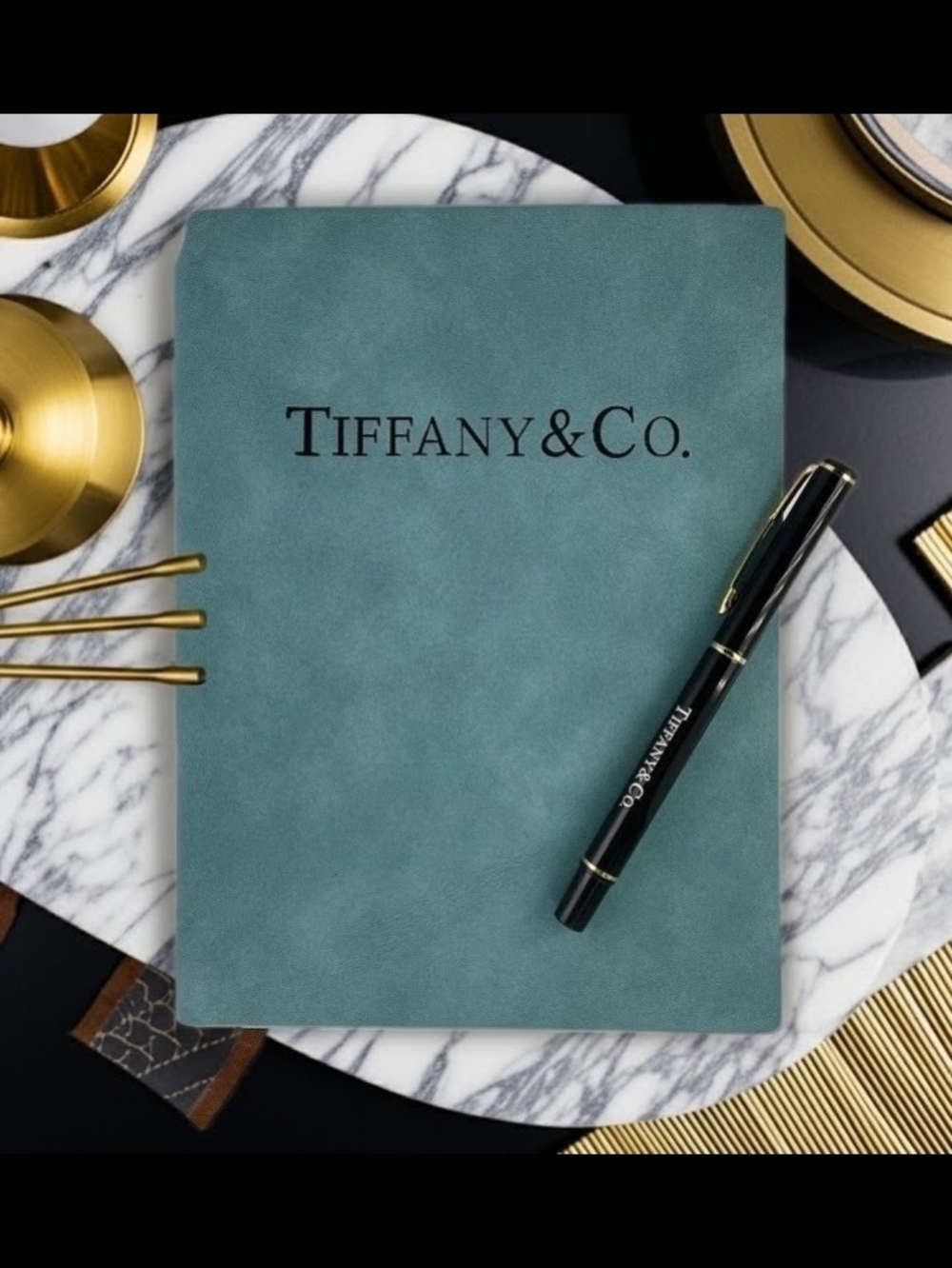 Tiffany & Co. Notebook Suede Journal with Matching Black Pen - New!